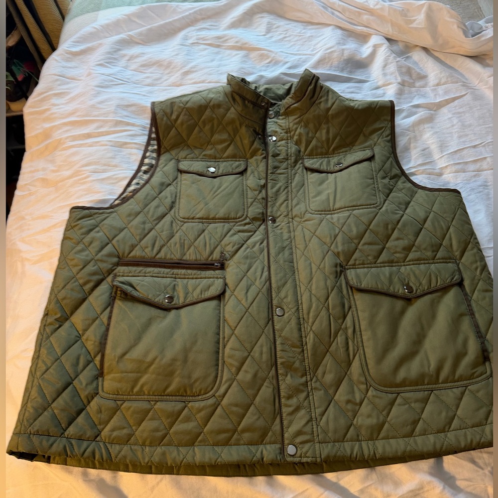 Jos A Banks Quilted Utility Vest in Olive Green 3X NWT